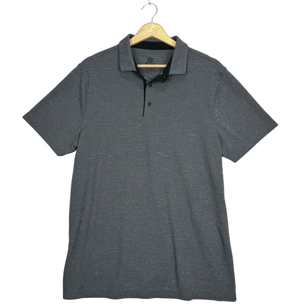Champion Polo Snap Button Collar Gray Sport Athletic Shirt Mens Size Large
